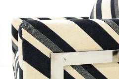 Milo Baughman Milo Baughman T Back Lounge Chairs in Kelly Wearstler Sereno Stripe Velvet - 3181716