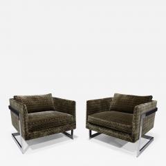 Milo Baughman Milo Baughman T Frame Chairs in Kelly Wearstler Velvet - 2349751