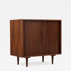 Milo Baughman Milo Baughman Tambour Door Walnut Cabinet with Colored Drawers - 3520609