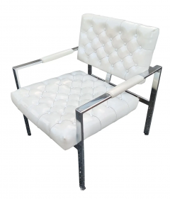 Milo Baughman Milo Baughman Thayer Coggin Pair Diamond Tufted Vinyl Chrome Frame Lounge Chairs - 2721340