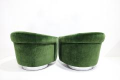 Milo Baughman Milo Baughman Tilt Swivel Lounge Chairs in Plush Green Mohair 1970s - 4714515
