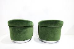 Milo Baughman Milo Baughman Tilt Swivel Lounge Chairs in Plush Green Mohair 1970s - 4714516