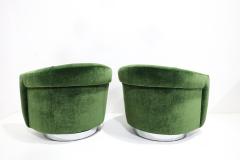 Milo Baughman Milo Baughman Tilt Swivel Lounge Chairs in Plush Green Mohair 1970s - 4714517