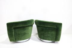 Milo Baughman Milo Baughman Tilt Swivel Lounge Chairs in Plush Green Mohair 1970s - 4714518