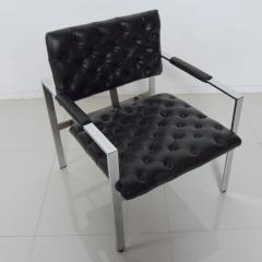 Milo Baughman Milo Baughman Tufted Lounge Chair Faux Leather Chrome Thayer Coggin 1960s - 1850154