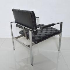 Milo Baughman Milo Baughman Tufted Lounge Chair Faux Leather Chrome Thayer Coggin 1960s - 1850156