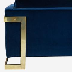 Milo Baughman Milo Baughman Velvet Loveseat with Brass Frame Legs - 2909808