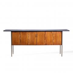 Milo Baughman Milo Baughman for Directional Walnut Slate and Brass Console Credenza - 4498336