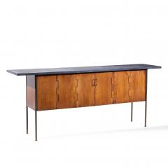 Milo Baughman Milo Baughman for Directional Walnut Slate and Brass Console Credenza - 4498337