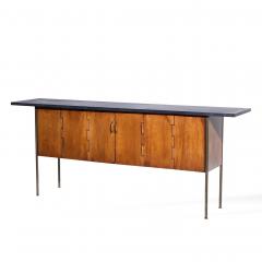 Milo Baughman Milo Baughman for Directional Walnut Slate and Brass Console Credenza - 4498339