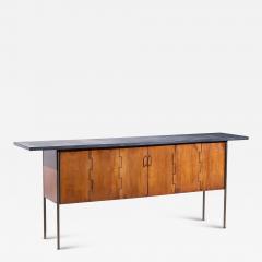 Milo Baughman Milo Baughman for Directional Walnut Slate and Brass Console Credenza - 4498986