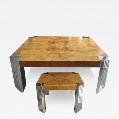 Milo Baughman Milo Baughman for Pace Burl Chrome Coffee and End Tables - 3373496