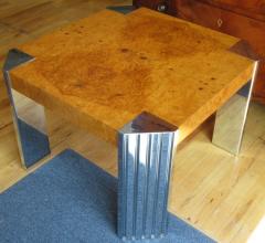 Milo Baughman Milo Baughman for Pace Burl and Chrome End Table - 693765