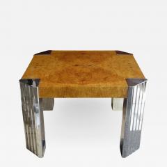 Milo Baughman Milo Baughman for Pace Burl and Chrome End Table - 694037