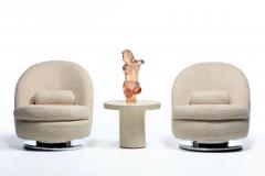 Milo Baughman Milo Baughman for Thayer Cogggin Swivel and Tilt Lounge Chairs in Ivory Boucl  - 4455300