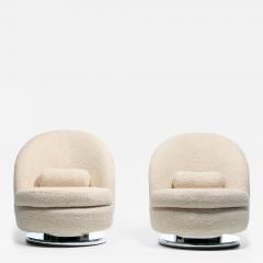 Milo Baughman Milo Baughman for Thayer Cogggin Swivel and Tilt Lounge Chairs in Ivory Boucl  - 4455351