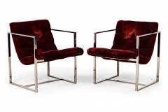 Milo Baughman Milo Baughman for Thayer Coggin American Dark Crimson Scoop Lounge Armchairs - 2789221