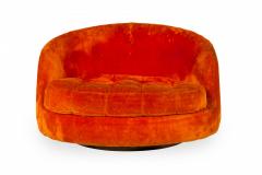 Milo Baughman Milo Baughman for Thayer Coggin American satellite Orange Fur Swivel Armchair - 4274535