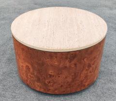 Milo Baughman Milo Baughman for Thayer Coggin Ash Burl Travertine Drum Coffee Table - 4358820