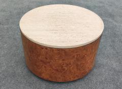 Milo Baughman Milo Baughman for Thayer Coggin Ash Burl Travertine Drum Coffee Table - 4358822