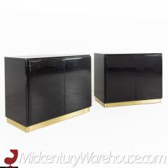 Milo Baughman Milo Baughman for Thayer Coggin Black Lacquer and Brass Nightstands Pair - 2581291