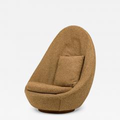 Milo Baughman Milo Baughman for Thayer Coggin Brown Upholstered Egg Swivel Lounge Chair - 4307271