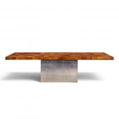 Milo Baughman Milo Baughman for Thayer Coggin Burlwood and Chrome Dining Table with 2 Leaves - 4813464