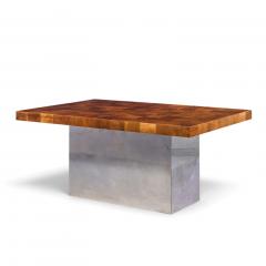 Milo Baughman Milo Baughman for Thayer Coggin Burlwood and Chrome Dining Table with 2 Leaves - 4813466