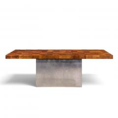 Milo Baughman Milo Baughman for Thayer Coggin Burlwood and Chrome Dining Table with 2 Leaves - 4813470