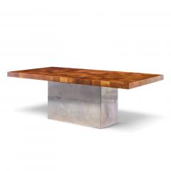 Milo Baughman Milo Baughman for Thayer Coggin Burlwood and Chrome Dining Table with 2 Leaves - 4813472