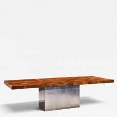 Milo Baughman Milo Baughman for Thayer Coggin Burlwood and Chrome Dining Table with 2 Leaves - 4817131