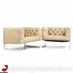Milo Baughman Milo Baughman for Thayer Coggin Cantilever Steel Tufted Lounge Chairs Pair - 3685084