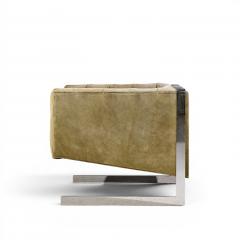 Milo Baughman Milo Baughman for Thayer Coggin Cantilever Steel Tufted Lounge Chairs Pair - 4653502
