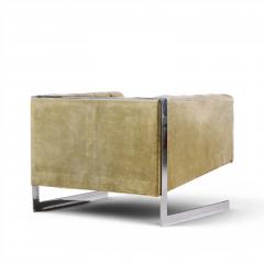 Milo Baughman Milo Baughman for Thayer Coggin Cantilever Steel Tufted Lounge Chairs Pair - 4653505