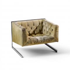 Milo Baughman Milo Baughman for Thayer Coggin Cantilever Steel Tufted Lounge Chairs Pair - 4653508