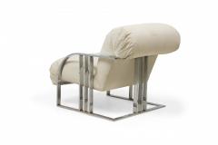 Milo Baughman Milo Baughman for Thayer Coggin Chrome Off White Upholstered Scroll Armchair - 4273927