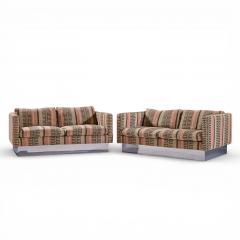 Milo Baughman Milo Baughman for Thayer Coggin Chrome Settee Loveseat Sofas Pair - 4491612
