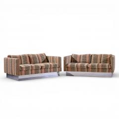 Milo Baughman Milo Baughman for Thayer Coggin Chrome Settee Loveseat Sofas Pair - 4491614