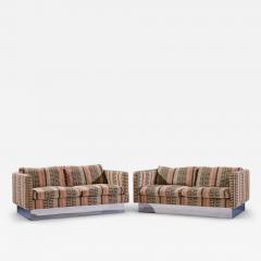 Milo Baughman Milo Baughman for Thayer Coggin Chrome Settee Loveseat Sofas Pair - 4492005