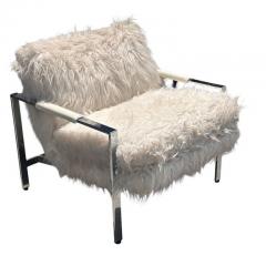 Milo Baughman Milo Baughman for Thayer Coggin Chrome and Flokati Faux Fur Lounge Chair - 4215814