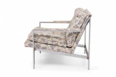 Milo Baughman Milo Baughman for Thayer Coggin Chrome and Floral Fabric Flat Bar Armchairs - 2791945