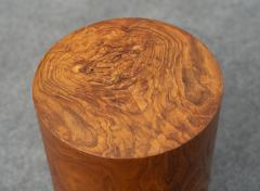 Milo Baughman Milo Baughman for Thayer Coggin Drum Form Burl Wood Side Table with Glass Top - 4292959