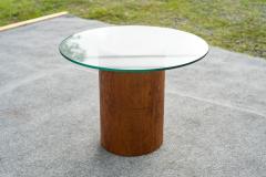 Milo Baughman Milo Baughman for Thayer Coggin Drum Form Burl Wood Side Table with Glass Top - 4292962