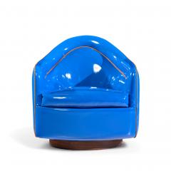 Milo Baughman Milo Baughman for Thayer Coggin Mid Century Blue Swivel Tilt Lounge Chair Pair - 4428507