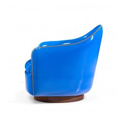 Milo Baughman Milo Baughman for Thayer Coggin Mid Century Blue Swivel Tilt Lounge Chair Pair - 4428509