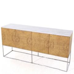 Milo Baughman Milo Baughman for Thayer Coggin Mid Century Burlwood Chrome and Marble Credenza - 3949799