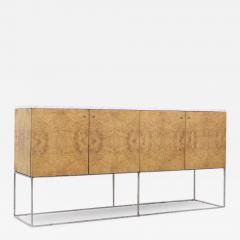 Milo Baughman Milo Baughman for Thayer Coggin Mid Century Burlwood Chrome and Marble Credenza - 3952374