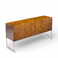 Milo Baughman Milo Baughman for Thayer Coggin Mid Century Burlwood and Chrome Credenza - 4497580
