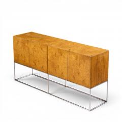 Milo Baughman Milo Baughman for Thayer Coggin Mid Century Burlwood and Chrome Credenza - 4646404