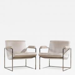 Milo Baughman Milo Baughman for Thayer Coggin Mid Century Chrome Scoop Lounge Chairs Pair - 3323264